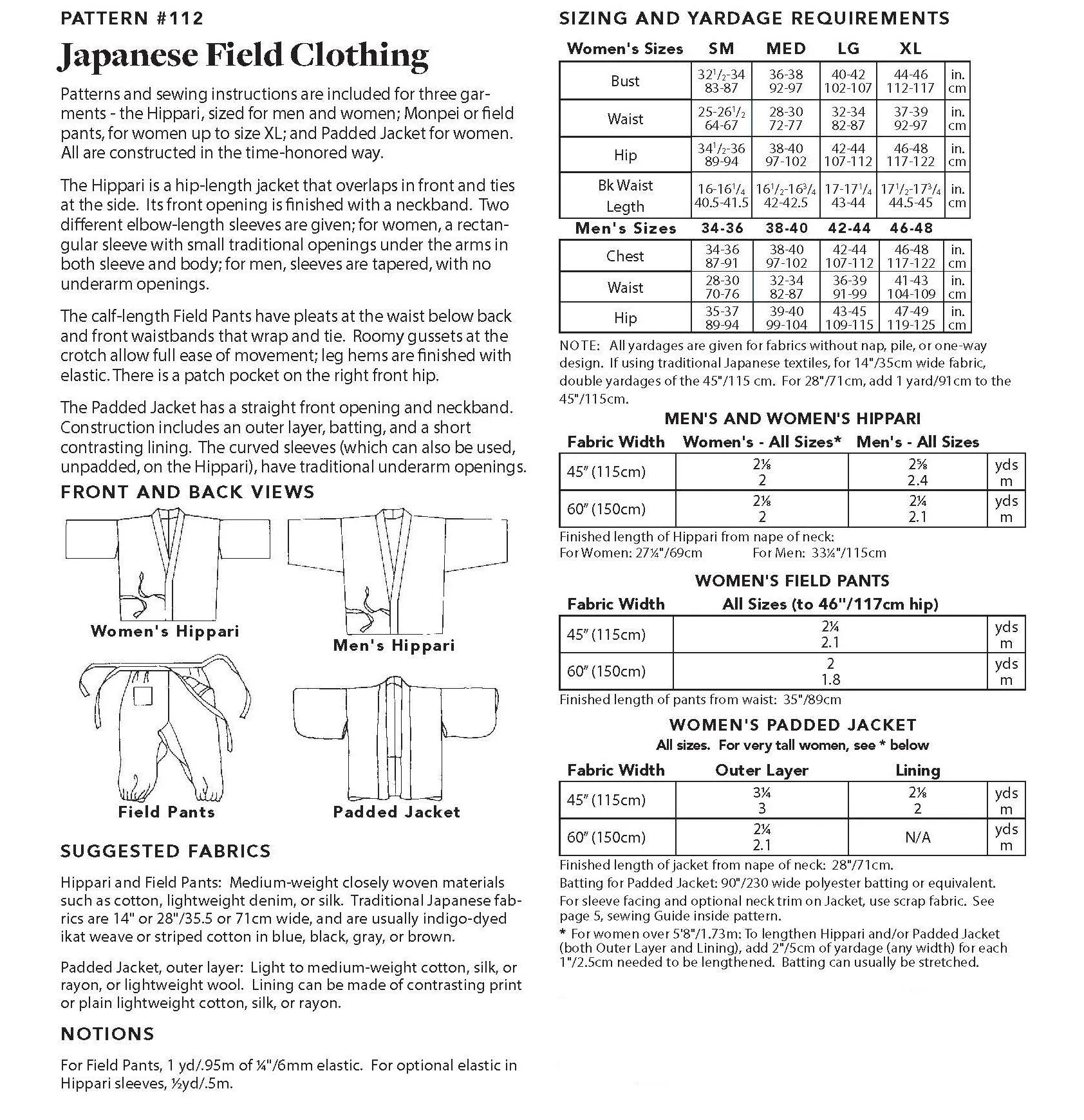 112 Japanese Field Clothing