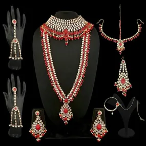 14Fashions Red Stone Kundan Bridal Set