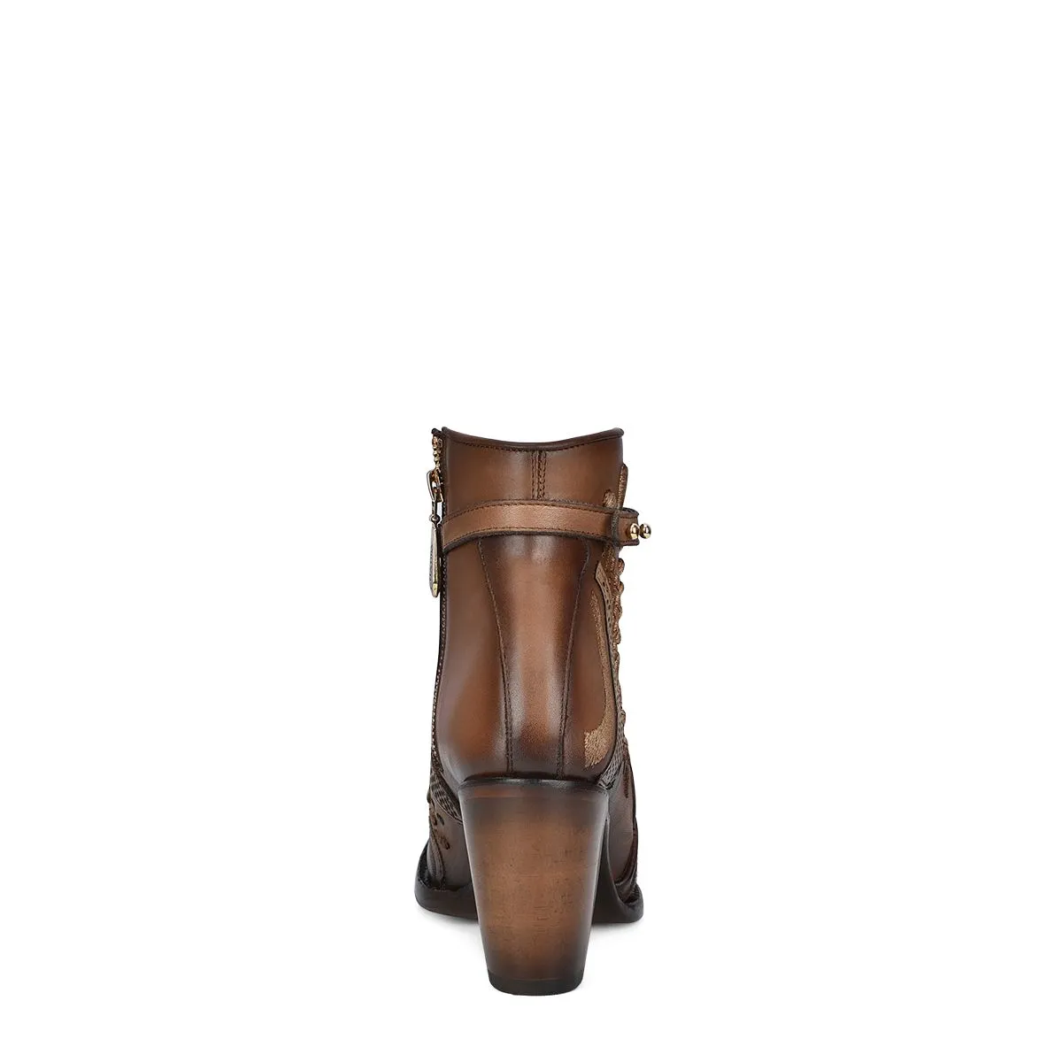 3F95RS - Cuadra brown western cowgirl cowhide leather ankle boots for women