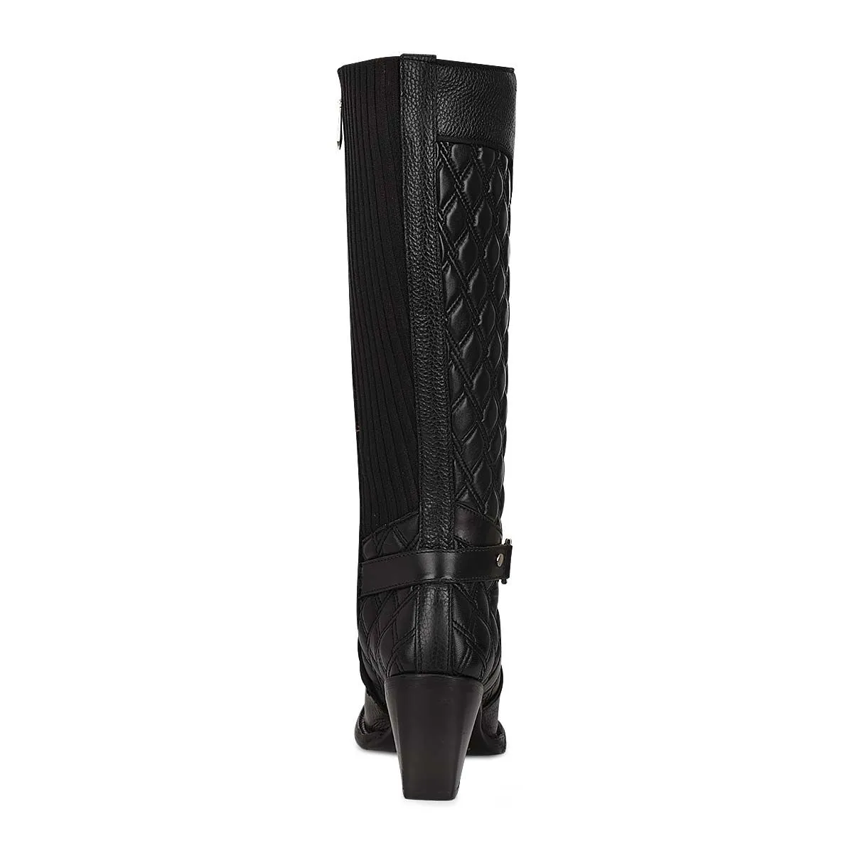 4P05RS - Cuadra black fashion cowhide leather strapped knee-high boots women