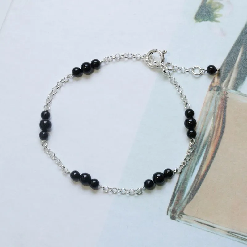 925 Silver Onyx Bracelet - July Birthstone Gift for Her