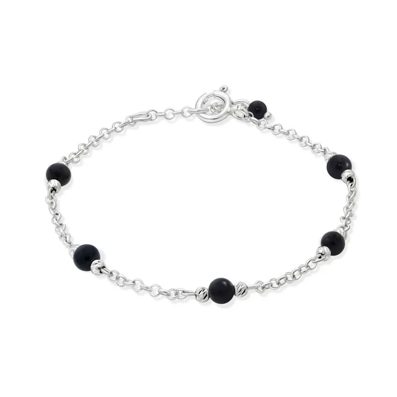 925 Silver Onyx Bracelet - July Birthstone Gift for Her