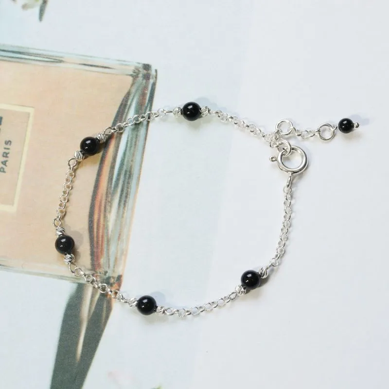 925 Silver Onyx Bracelet - July Birthstone Gift for Her