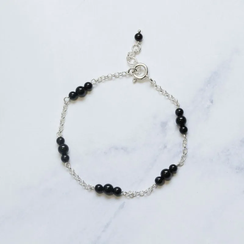 925 Silver Onyx Bracelet - July Birthstone Gift for Her