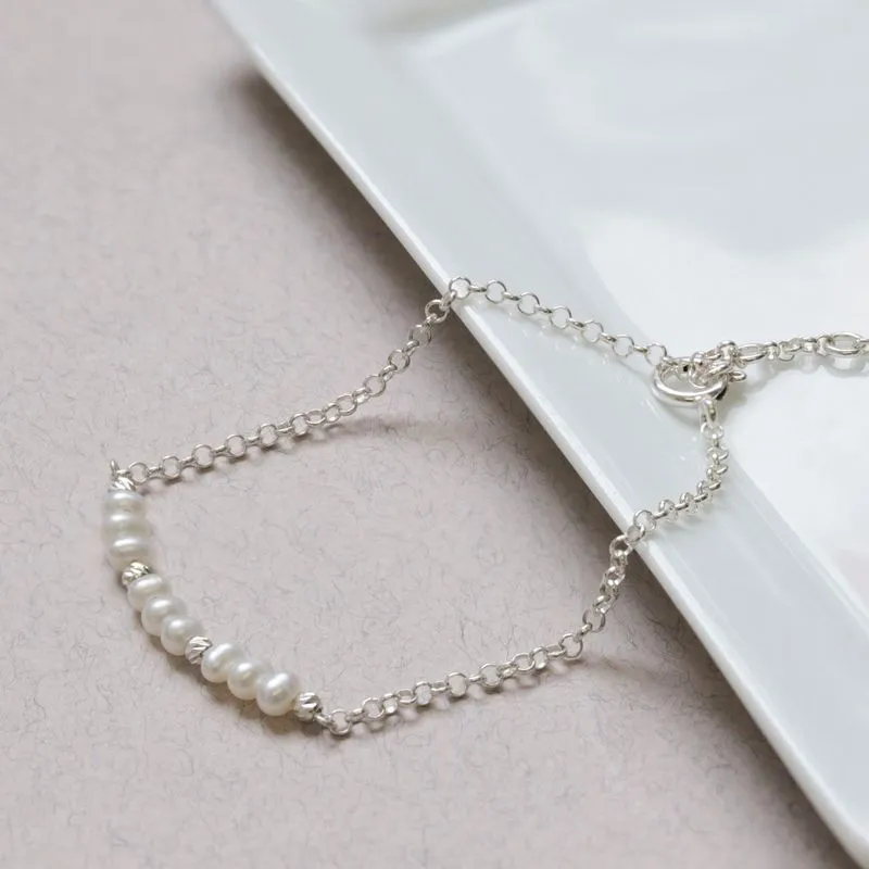 925 Silver Pearl Bracelet - June Birthstone Gift for Her