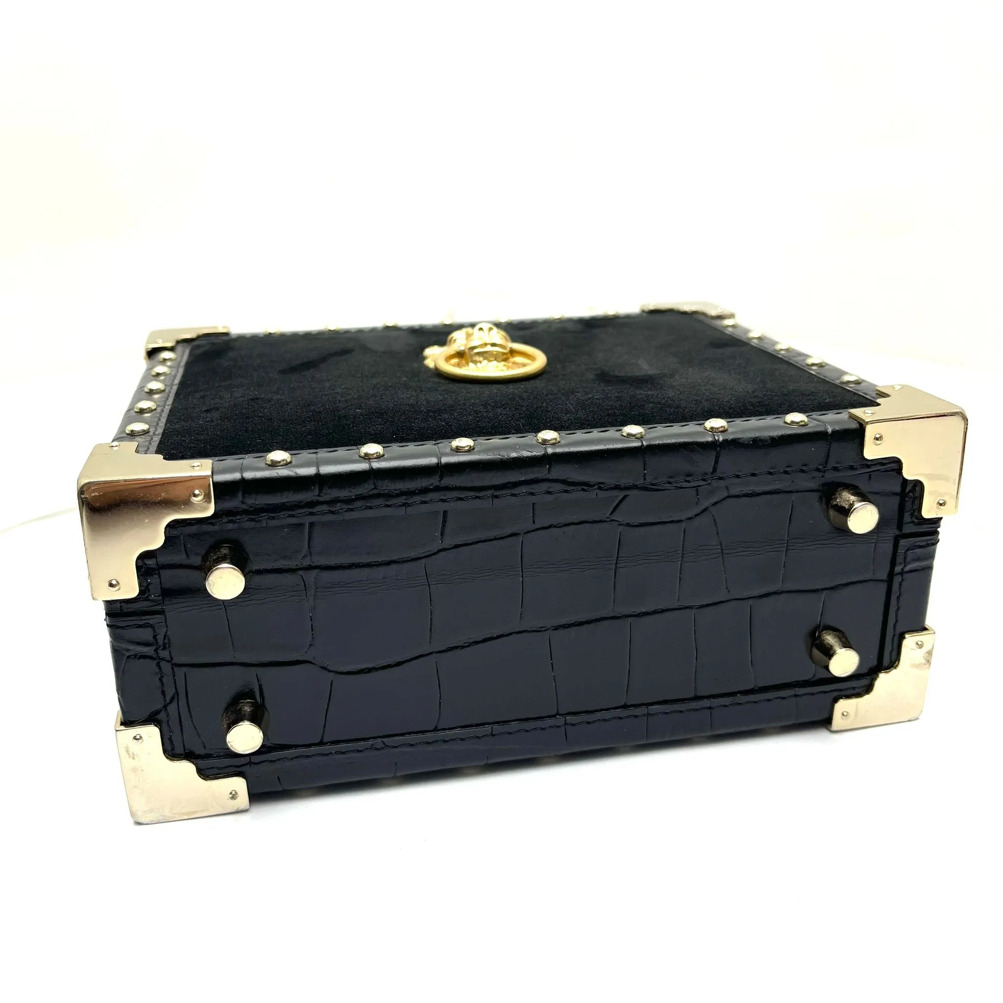 ASPINAL OF LONDON The Trunk Signature Lion's Head & Black Velvet with Studs (No Strap)