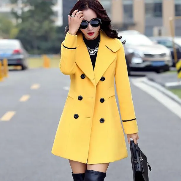 Autumn winter 2018 new fashion women's wool coat double breasted coat elegant bodycon cocoon wool long coat tops LU308