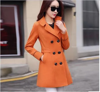 Autumn winter 2018 new fashion women's wool coat double breasted coat elegant bodycon cocoon wool long coat tops LU308