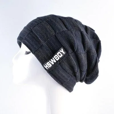 Autumn Winter Plaid Knitted Beanies Hats for Men and Women