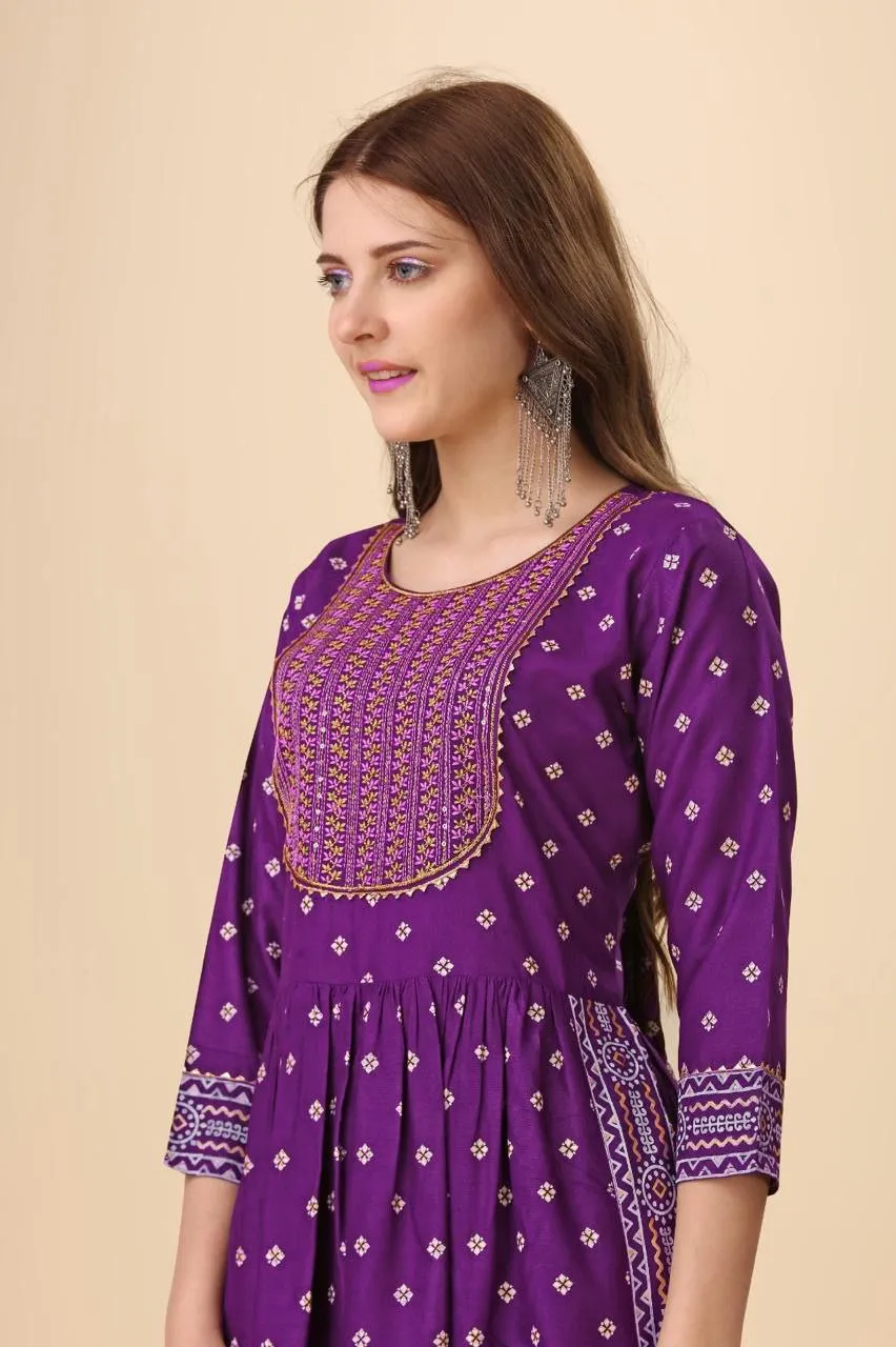 Beautiful Party Wear Women Naira cut Kurta Suit