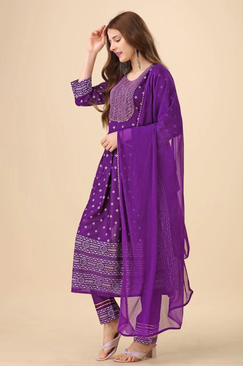 Beautiful Party Wear Women Naira cut Kurta Suit