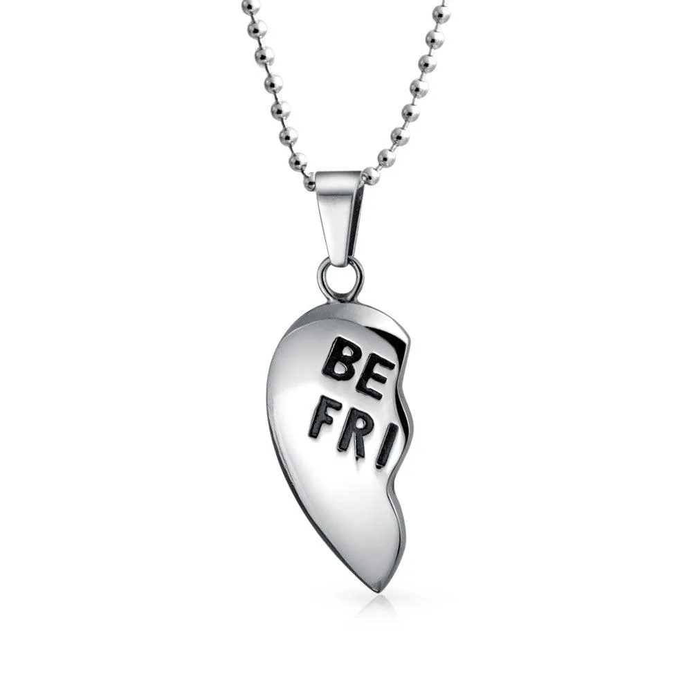 Best Friend Split Broken Heart Break Apart Stainless Steel Necklace