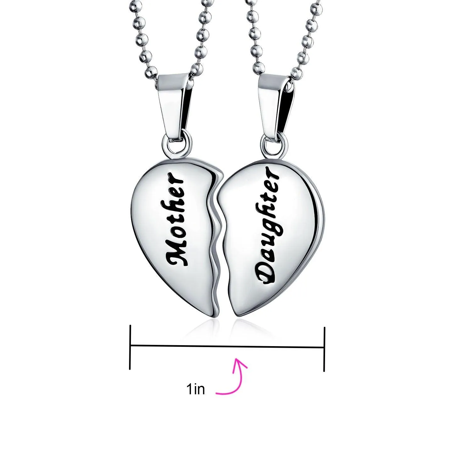 Best Friend Split Broken Heart Break Apart Stainless Steel Necklace