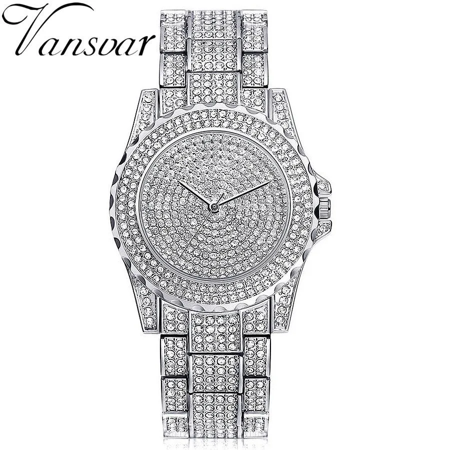 Brand Rose Gold Watch Luxury Women Dress Rhinestone Crystal