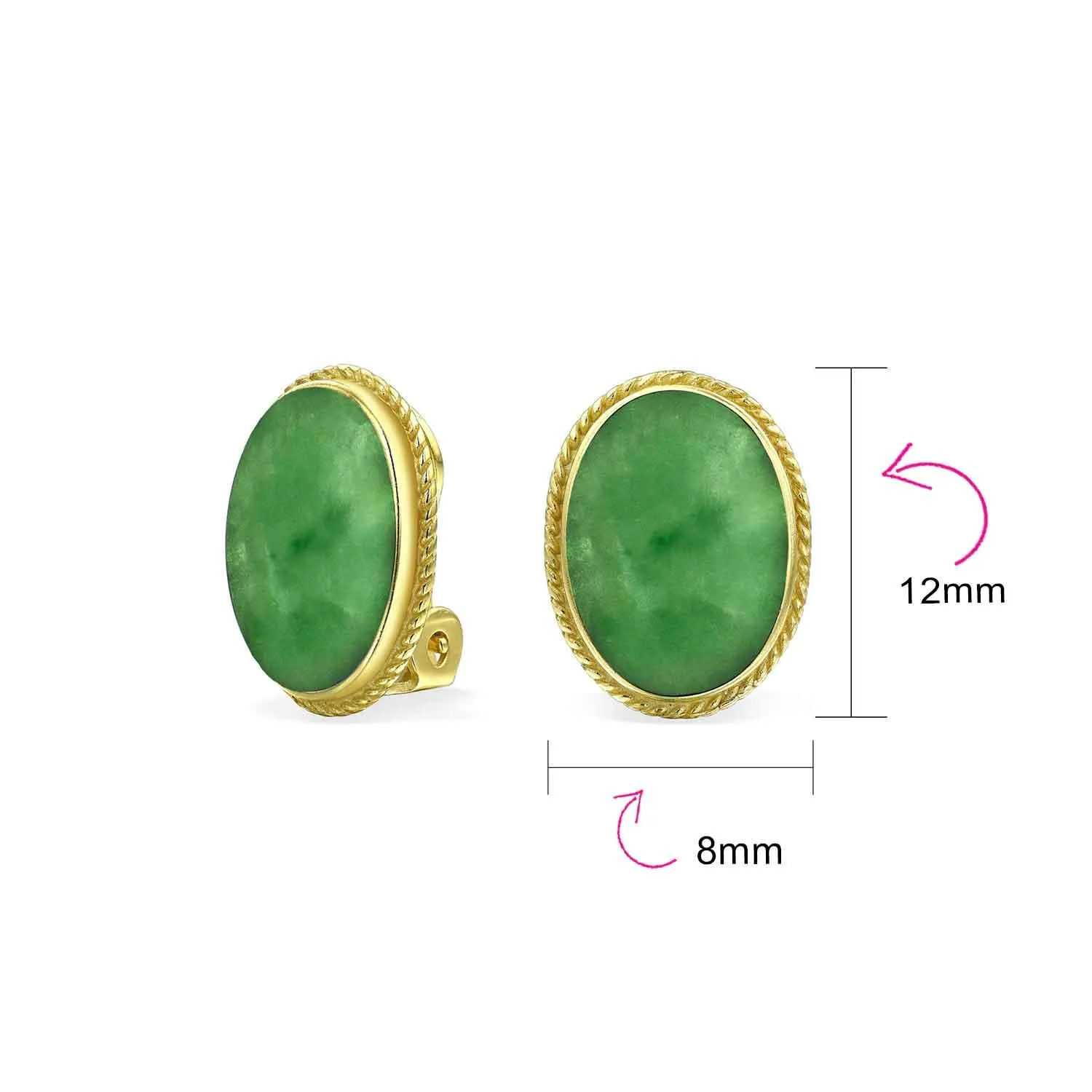 Cabochon Oval Gemstone Gold Plated Sterling Silver Clip On Earrings