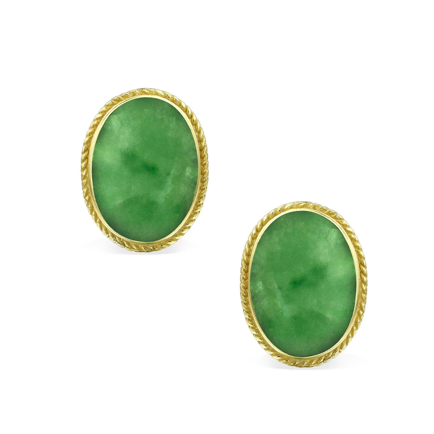 Cabochon Oval Gemstone Gold Plated Sterling Silver Clip On Earrings