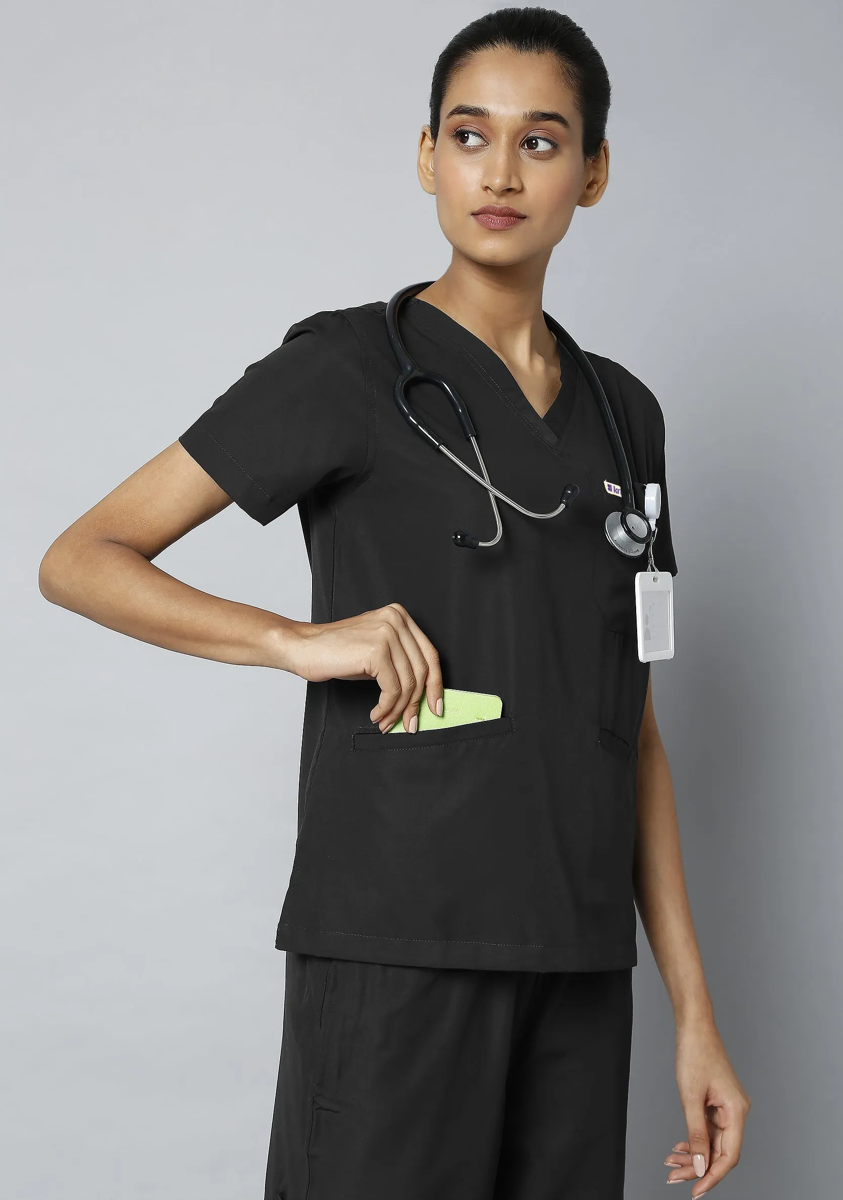 Classic Women's 10 Pocket (Black) Scrub