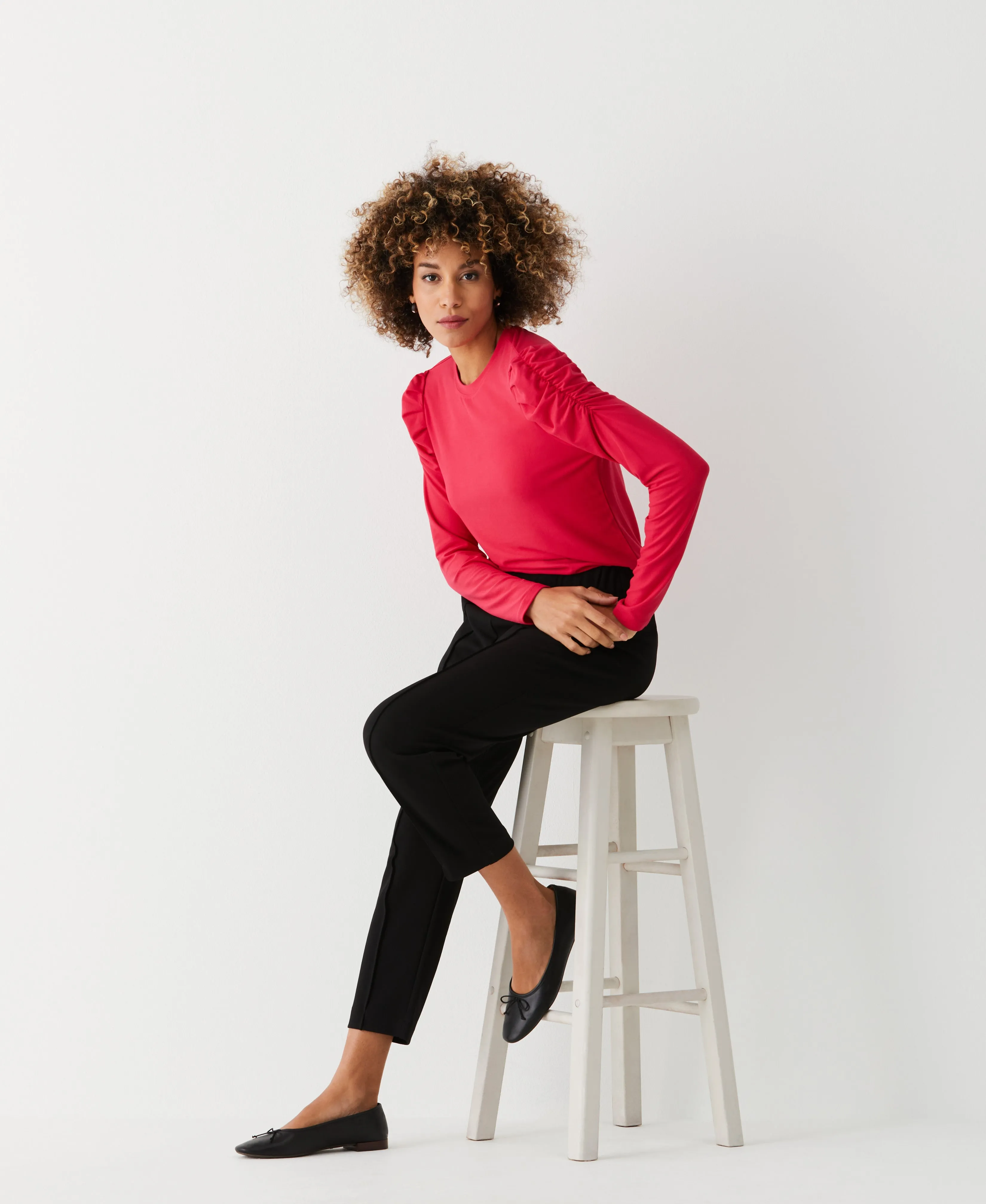 Crew Neck Puff Sleeve Top