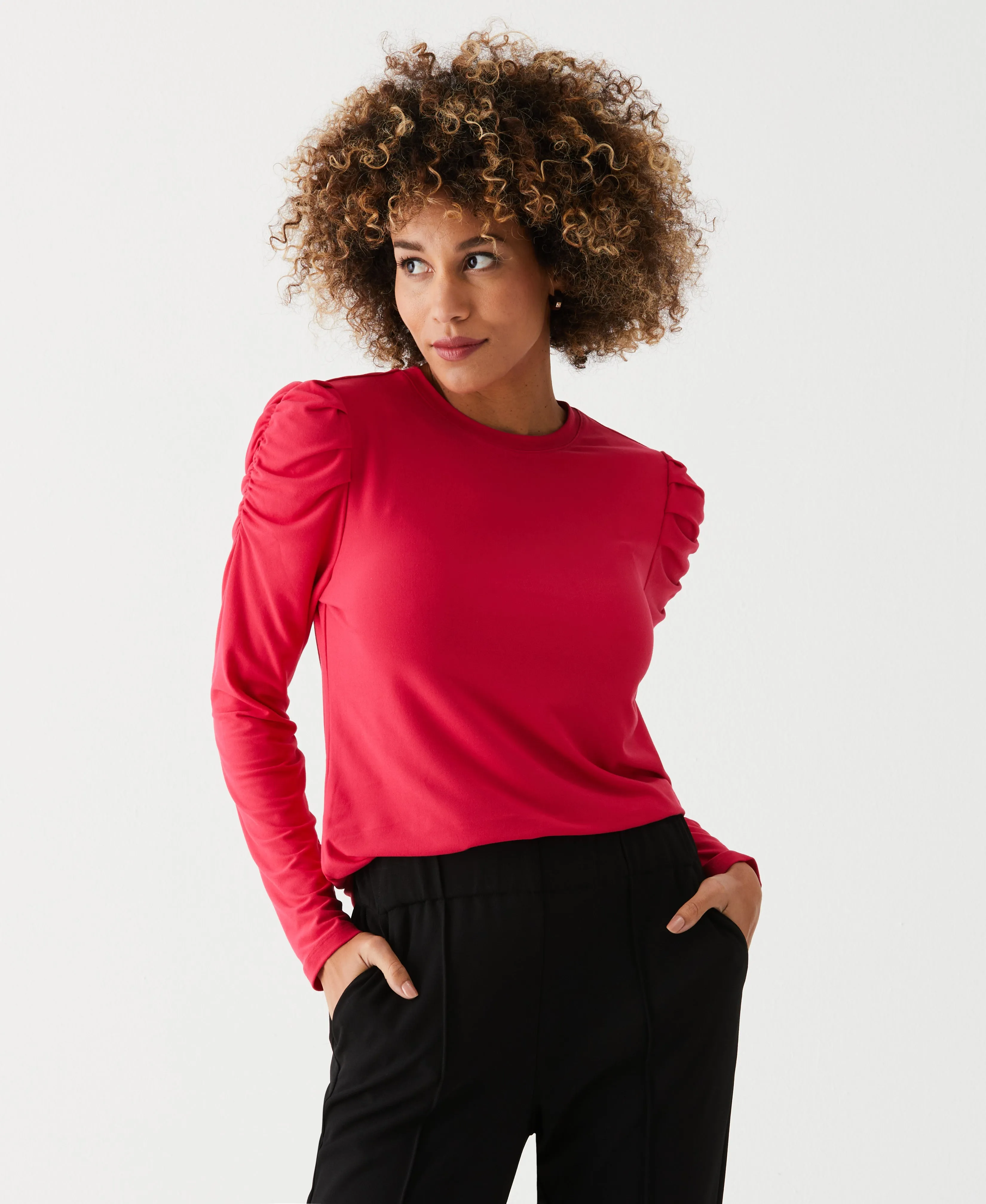 Crew Neck Puff Sleeve Top