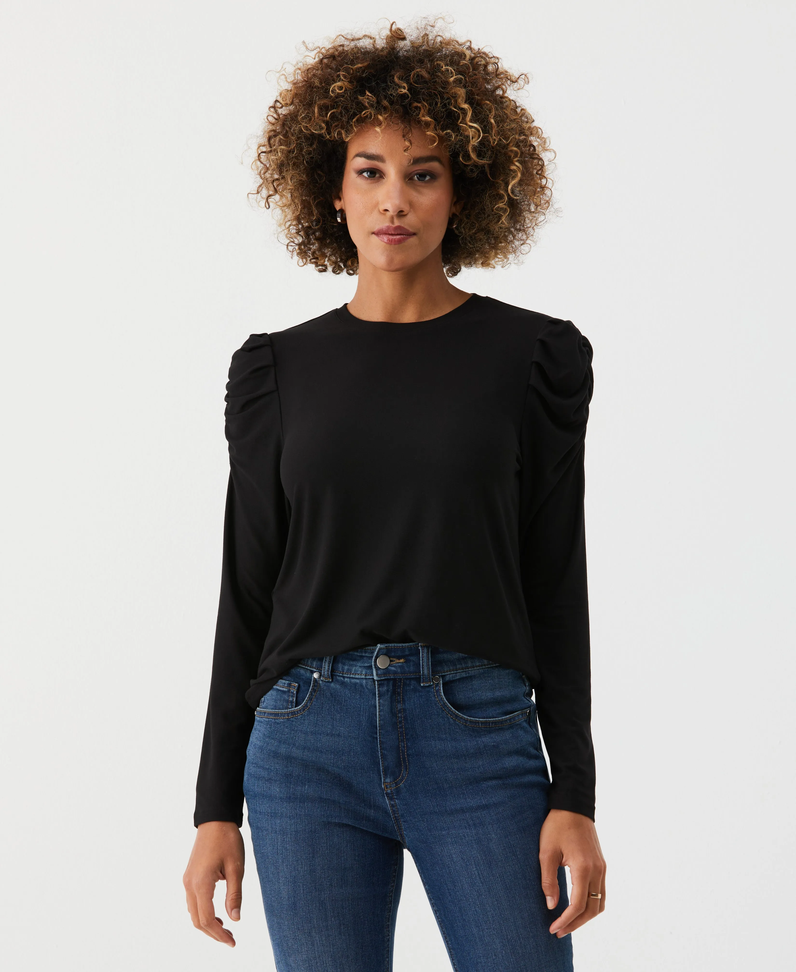 Crew Neck Puff Sleeve Top