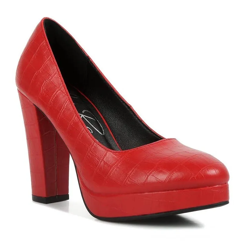 Croc Block Heel Pumps