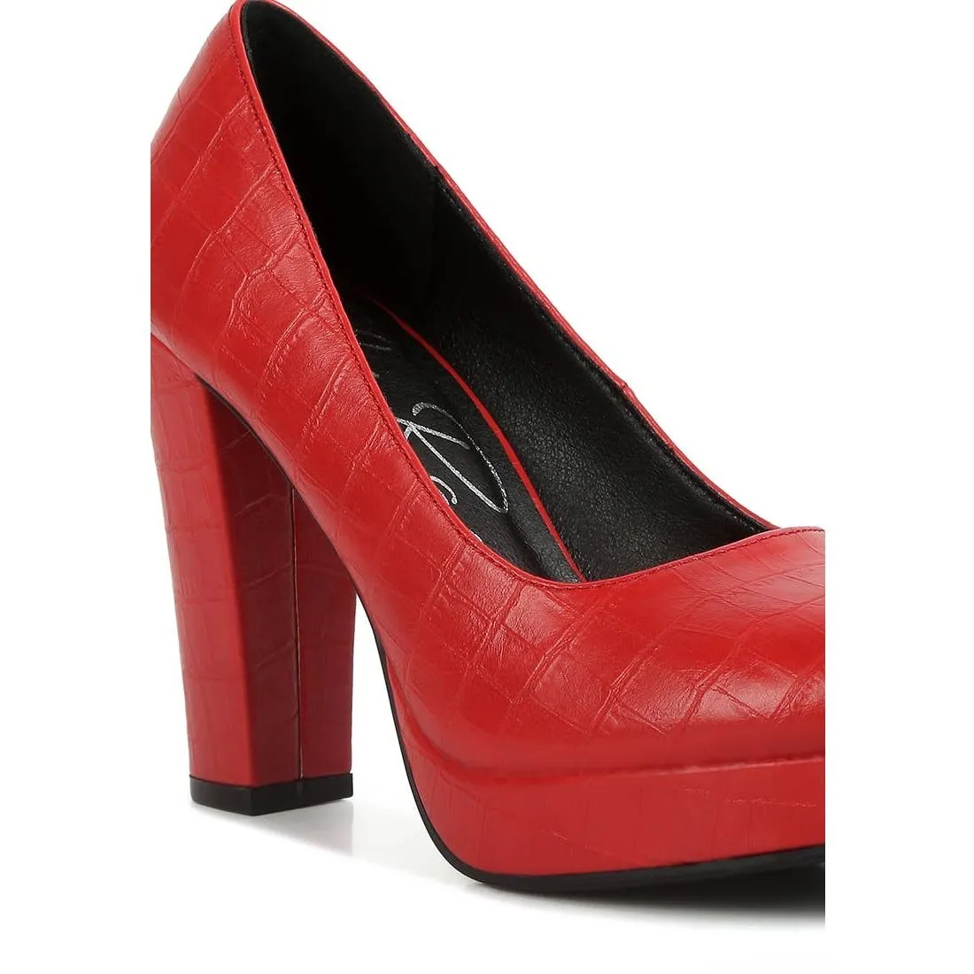 Croc Block Heel Pumps