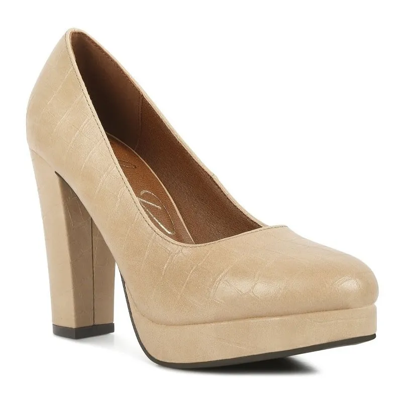 Croc Block Heel Pumps