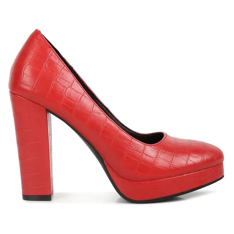 Croc Block Heel Pumps