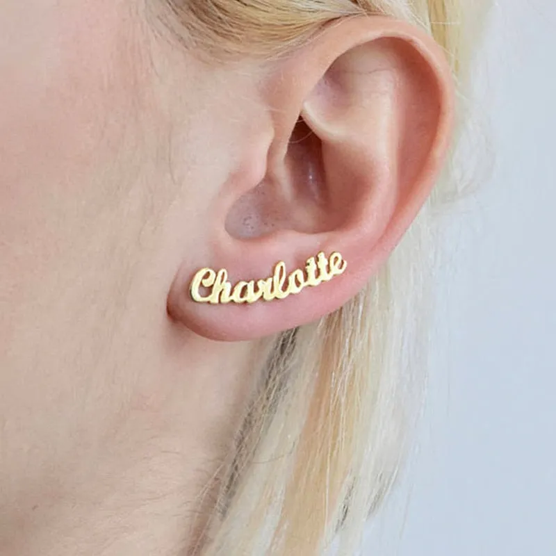 Custom Name Earrings- Exclusive Name Plate Stud Earring