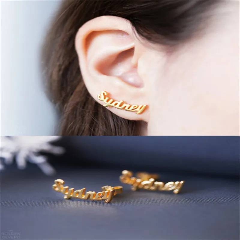 Custom Name Earrings- Exclusive Name Plate Stud Earring