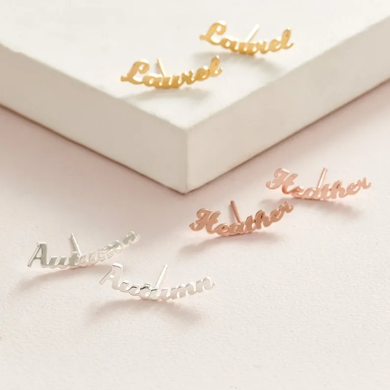 Custom Name Earrings- Exclusive Name Plate Stud Earring