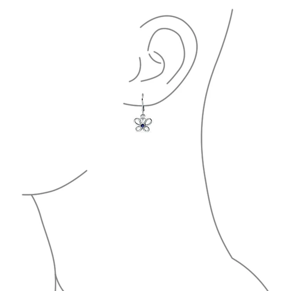 Delicate 3D Garden Butterfly Dangling Stud Earrings Sterling Silver