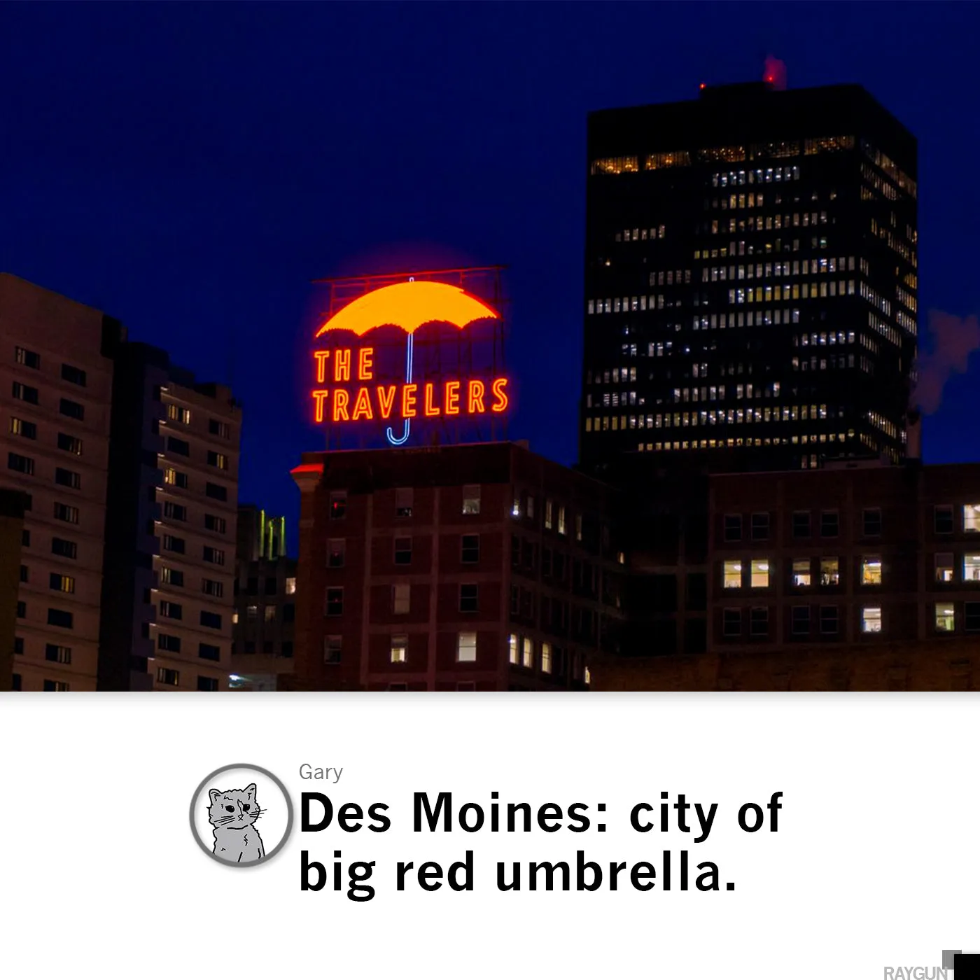 Des Moines Grand Avenue Umbrella Postcard