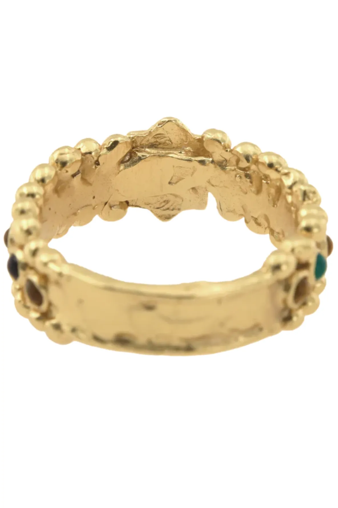 Dina Clarenza Ring with Tricolour Gems - Gold