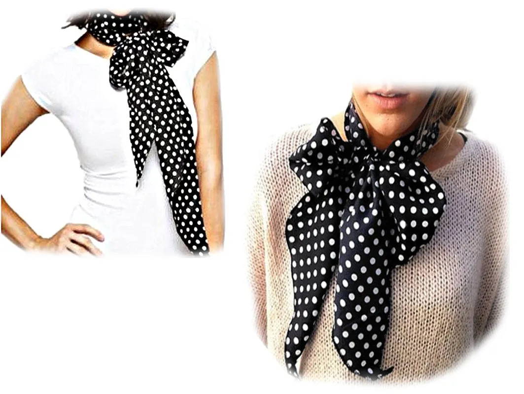 Fashionable Stylish Chiffon Feel Polka Dot Scarf/wrap with Slim Silk Feel Border