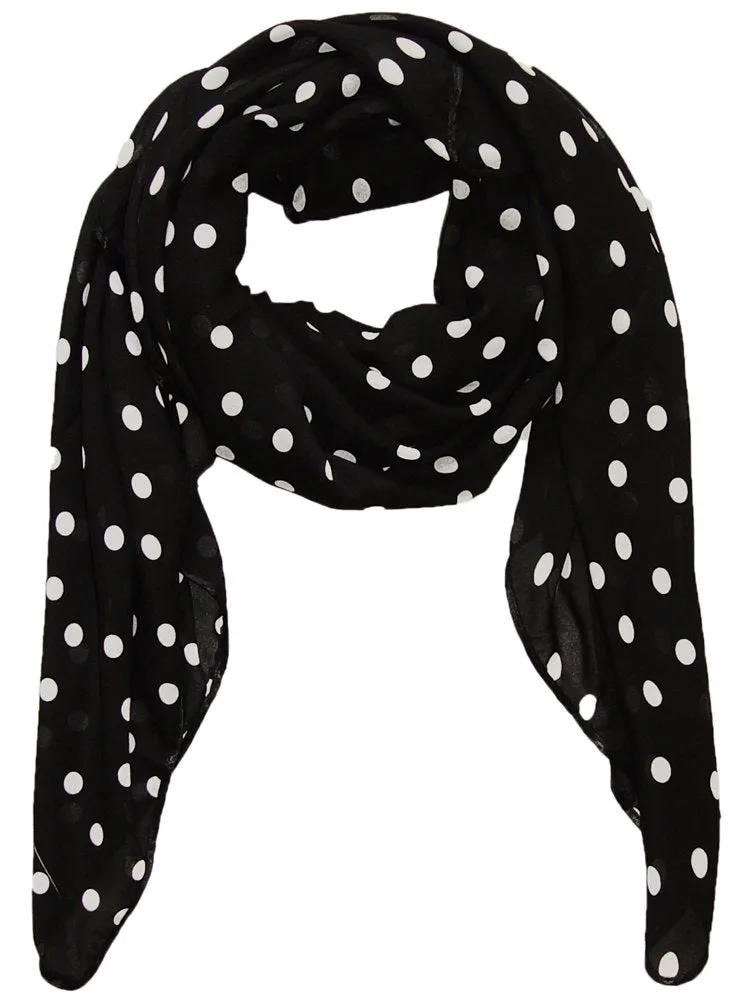 Fashionable Stylish Chiffon Feel Polka Dot Scarf/wrap with Slim Silk Feel Border