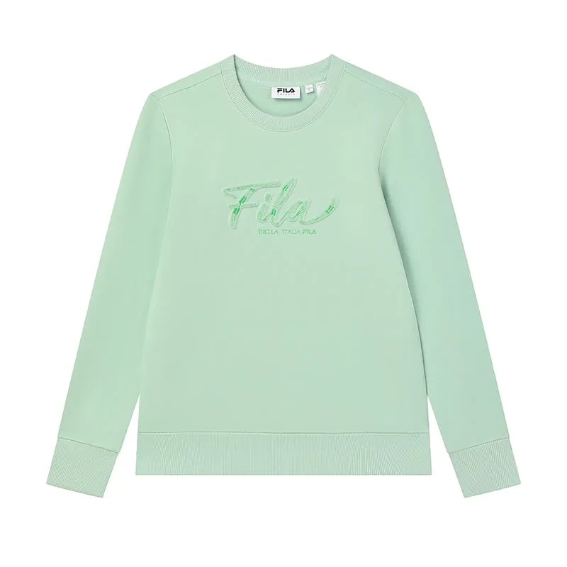 FILA CORE WHITE LINE EMERALD Women Pullover Sweater in Light Green