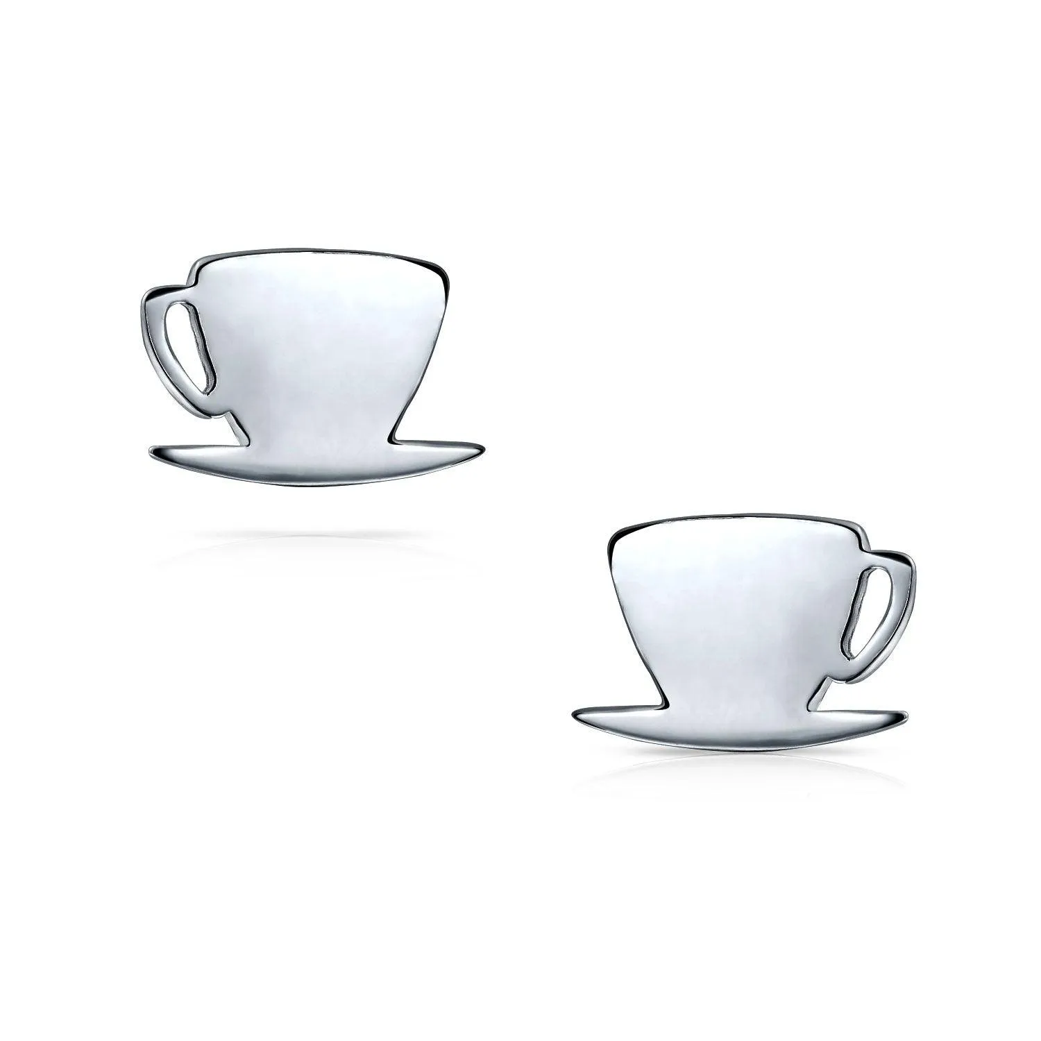 Food Latte Espresso Coffee Lover Stud Earrings .925 Sterling Silver