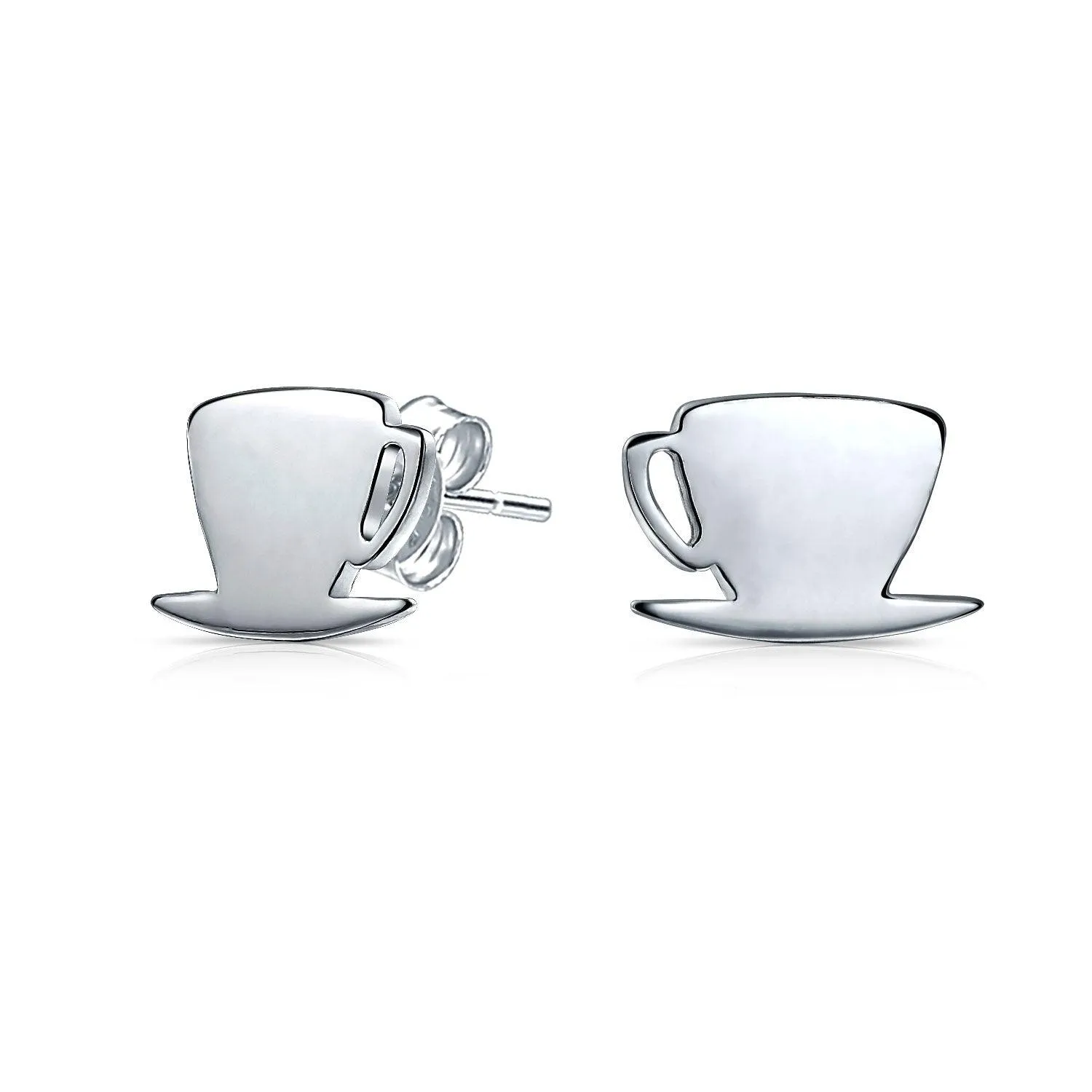 Food Latte Espresso Coffee Lover Stud Earrings .925 Sterling Silver