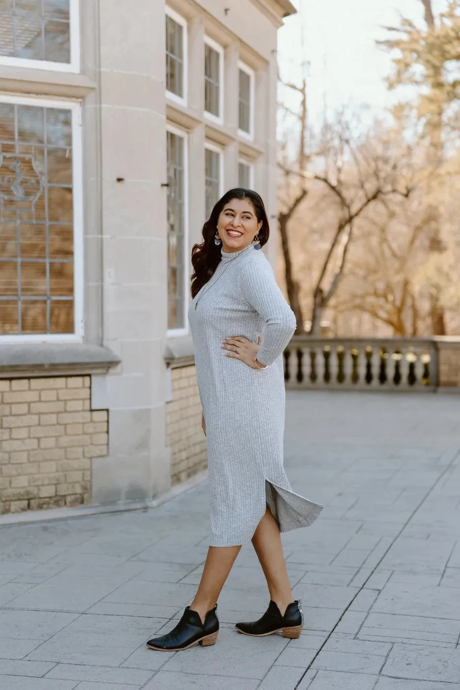 Getaway Grey Turtleneck Dress