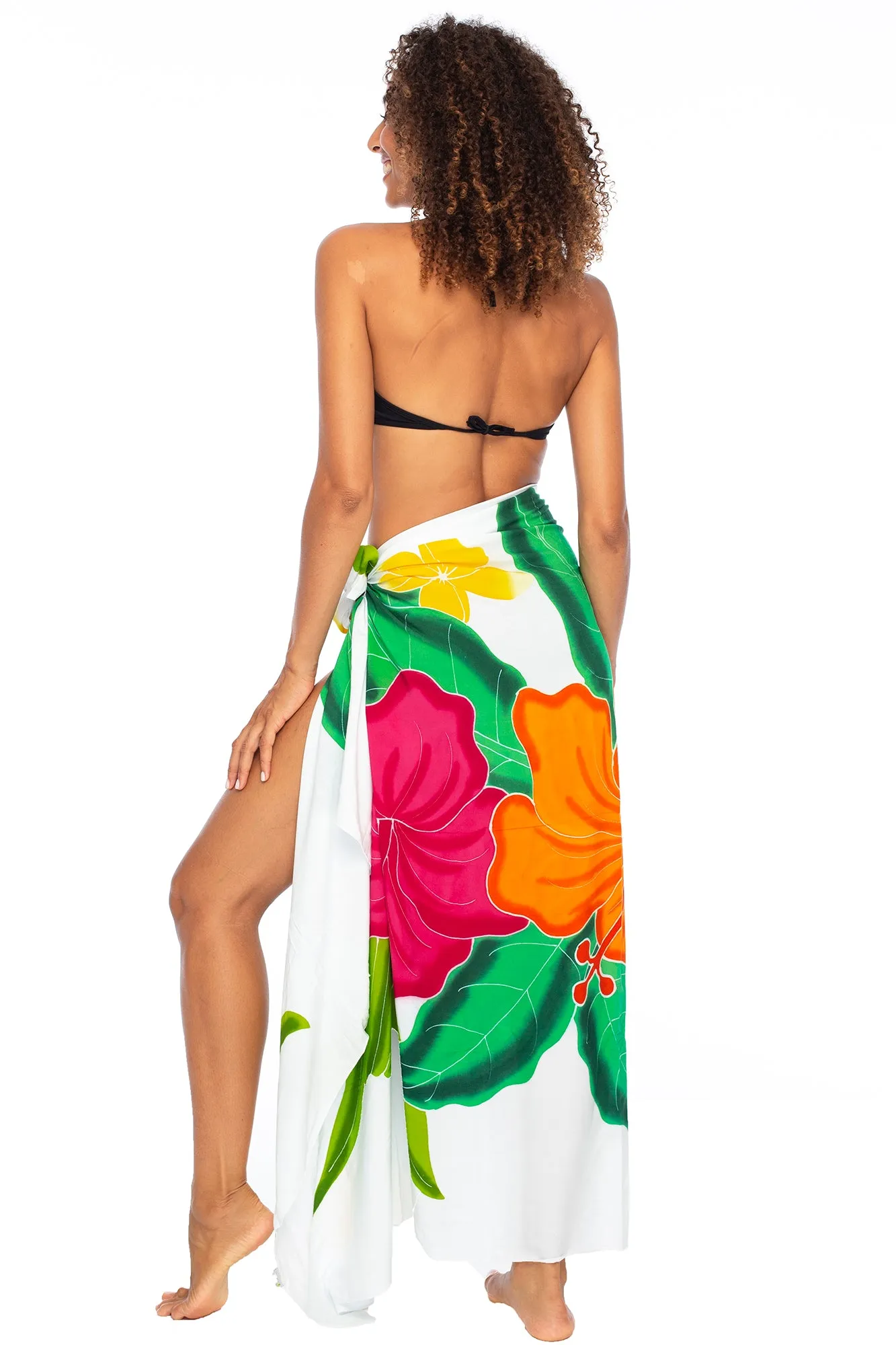 Hand Painted Pareo Sarong Wrap with Coconut Clip