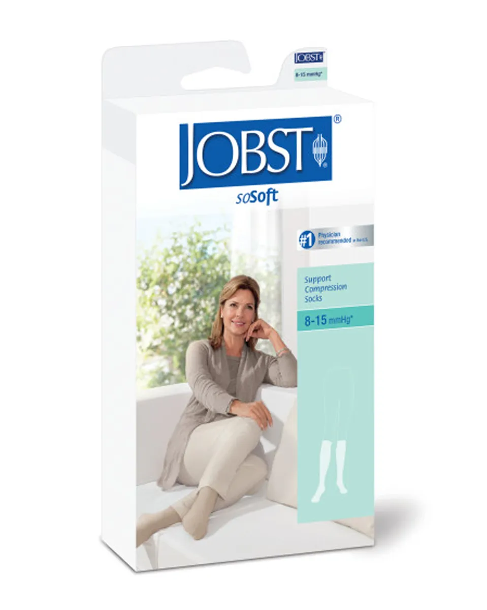 Jobst soSoft Women's Knee High Closed Toe Brocade Pattern Support Socks 8-15 mmHg