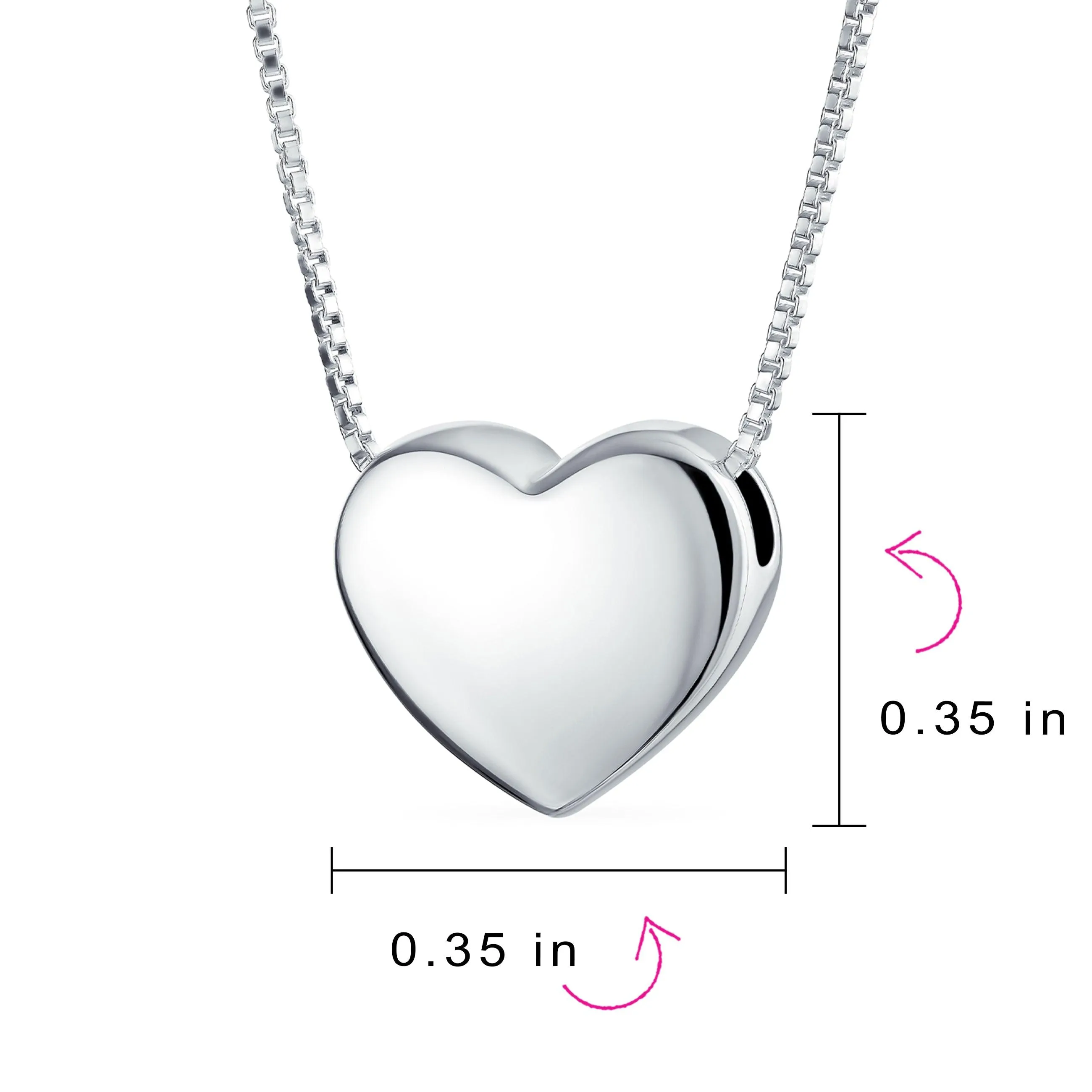 Letter Alphabet Initial Medium Heart Pendant Necklace Sterling Silver