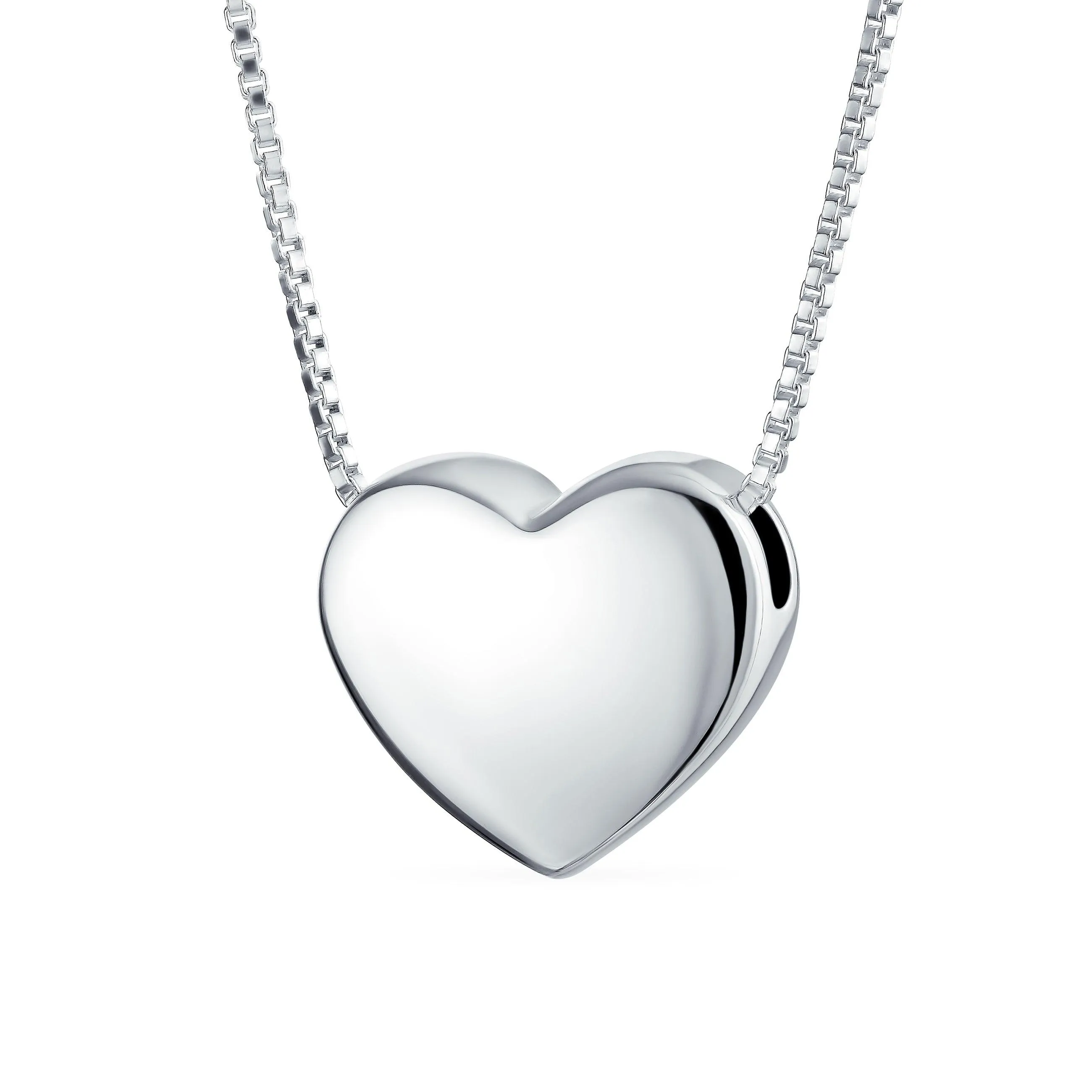 Letter Alphabet Initial Medium Heart Pendant Necklace Sterling Silver