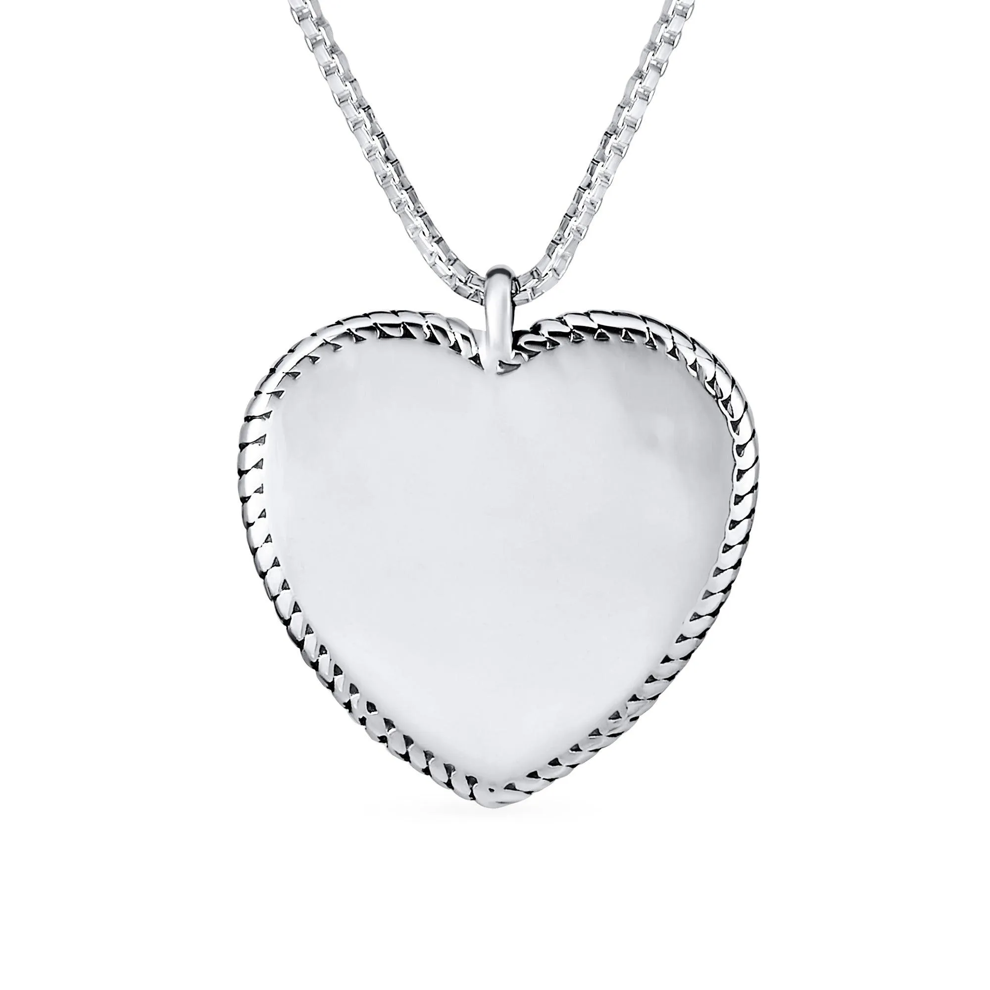 Letter Alphabet Initial Medium Heart Pendant Necklace Sterling Silver