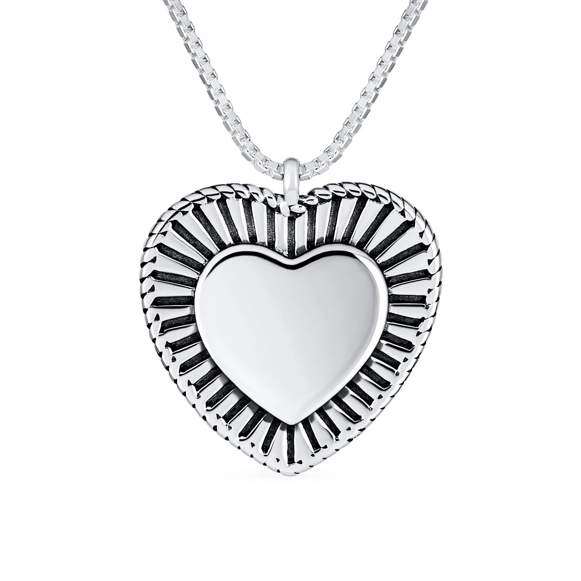 Letter Alphabet Initial Medium Heart Pendant Necklace Sterling Silver