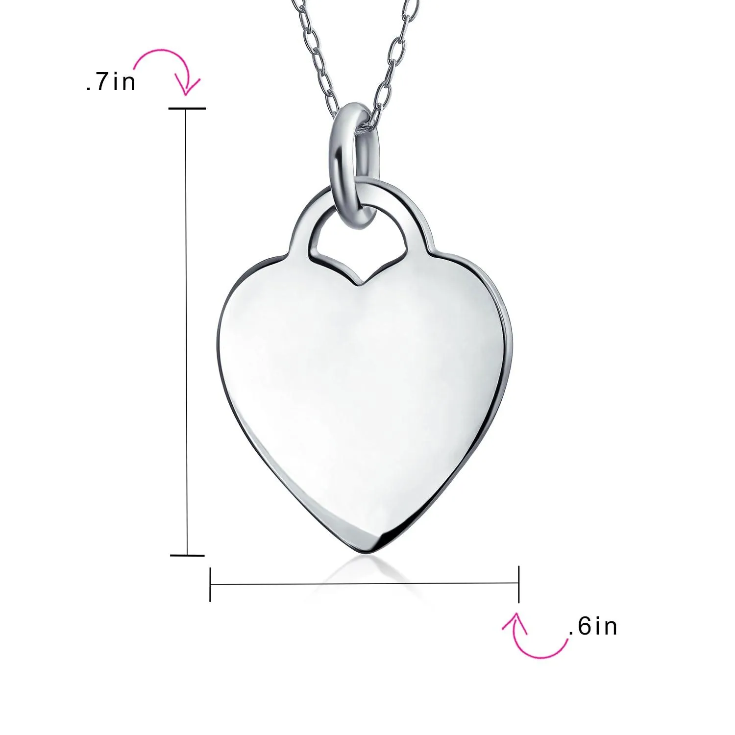 Letter Alphabet Initial Medium Heart Pendant Necklace Sterling Silver