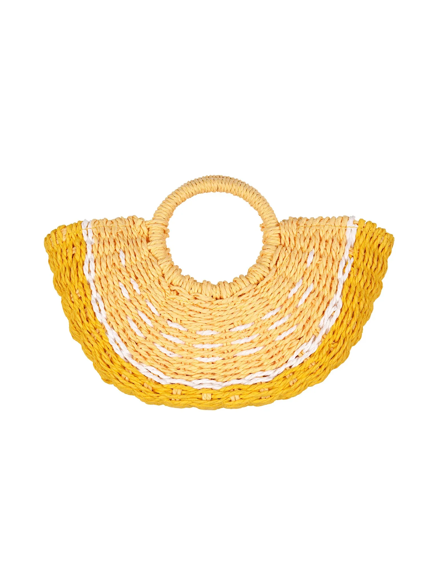 Linda Paper Straw Basket Bag in Lemon