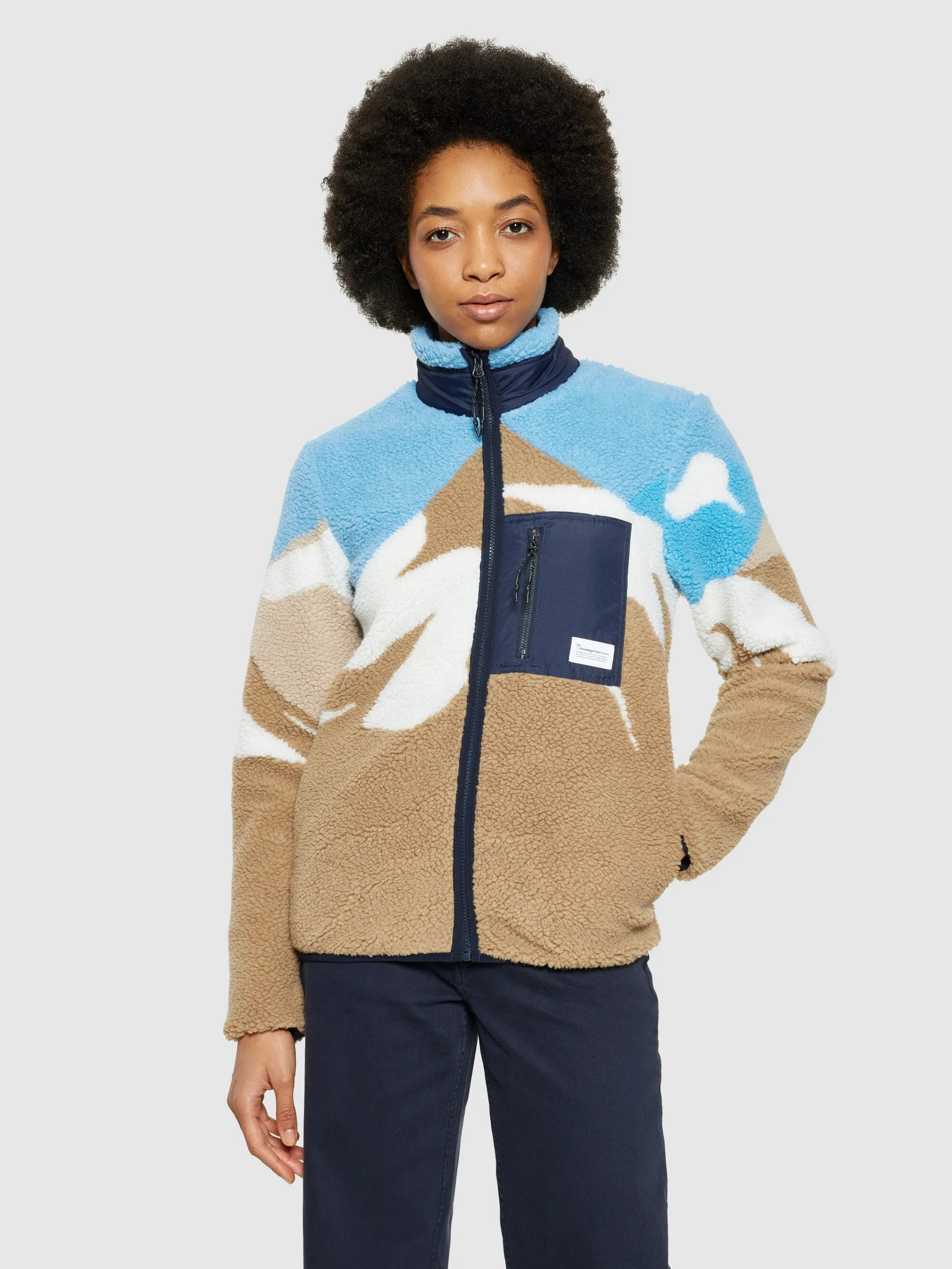 Loose mountain teddy jacket - GRS/Vegan - Blue