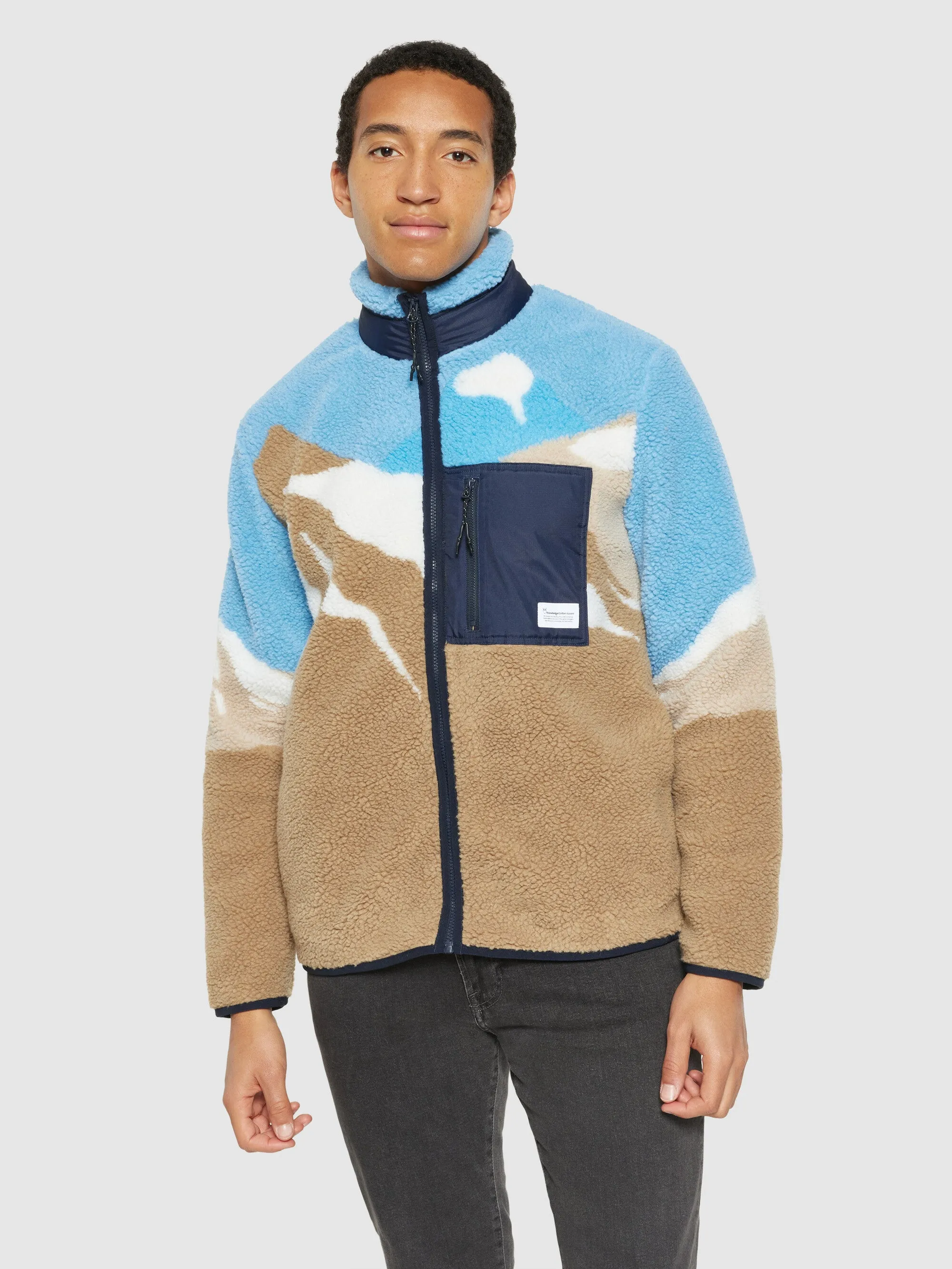 Loose mountain teddy jacket - GRS/Vegan - Blue